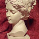 Bust woman art nouveau, patina terracotta beige light