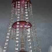 Lustre pampilles XIXème verre coloré doré et dorure