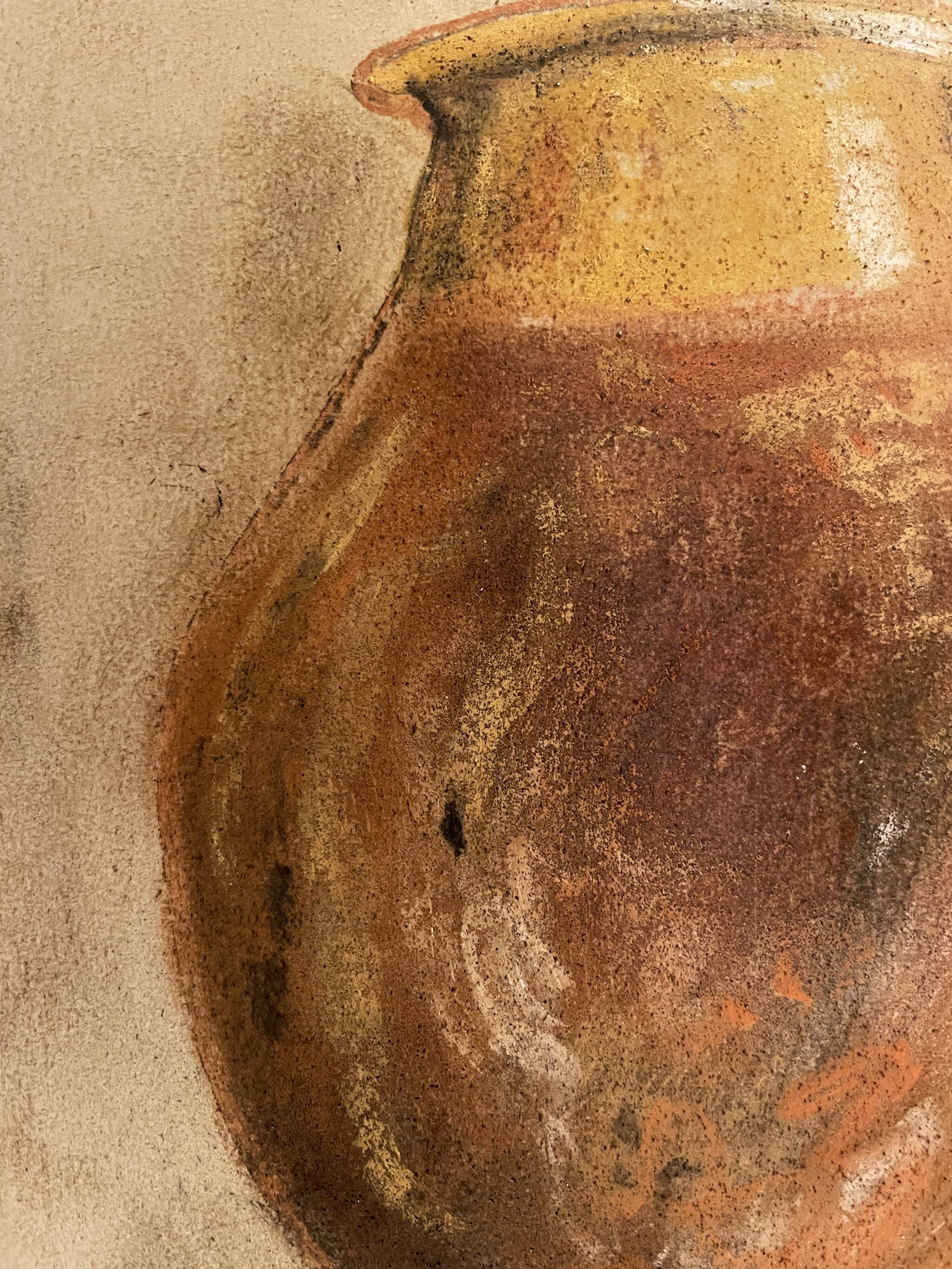 Painting signed pastel still life “Provençal jar”