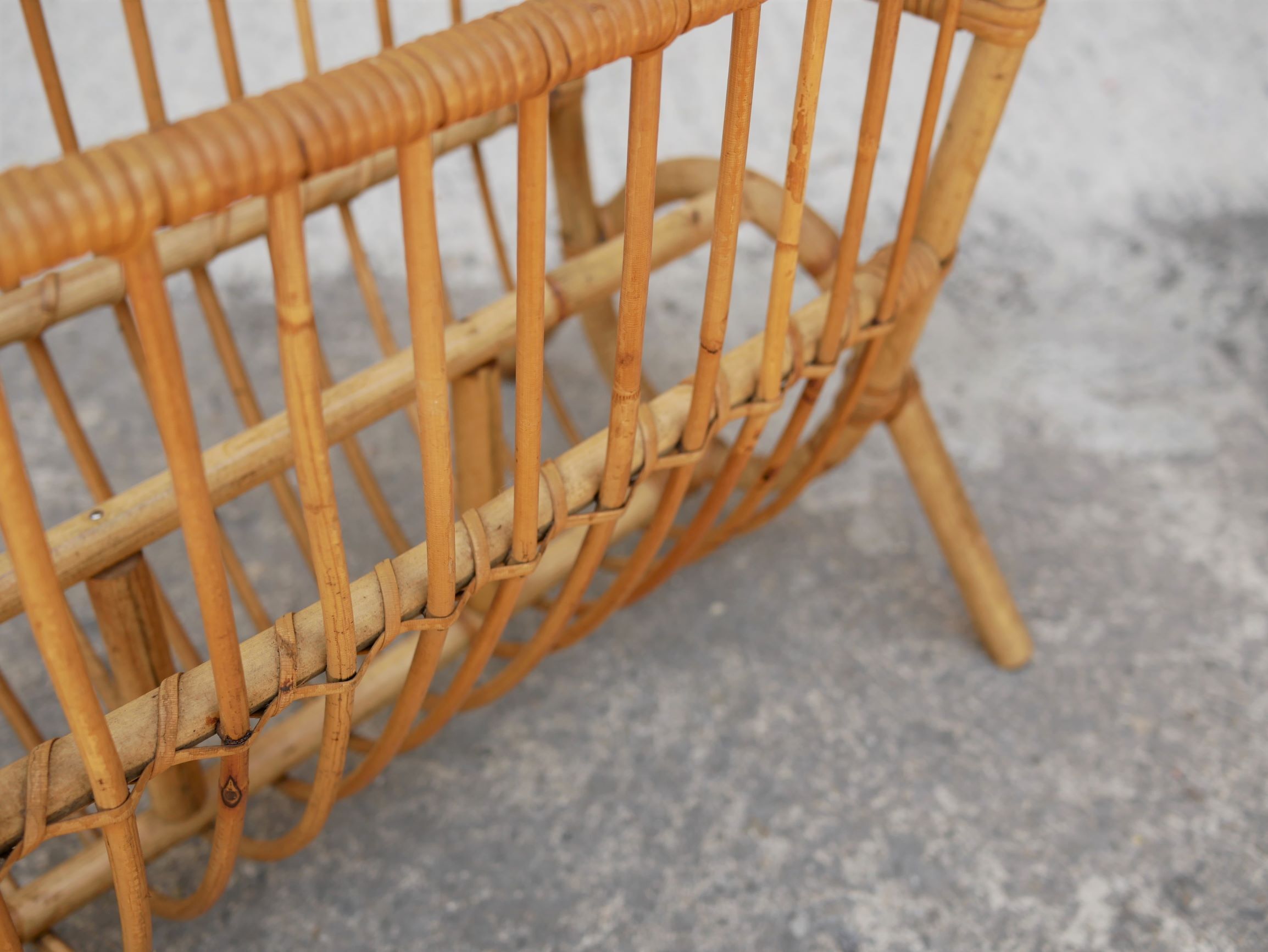 Vintage rattan magazine rack