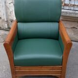 J. Leleu solid oak sofa and armchair