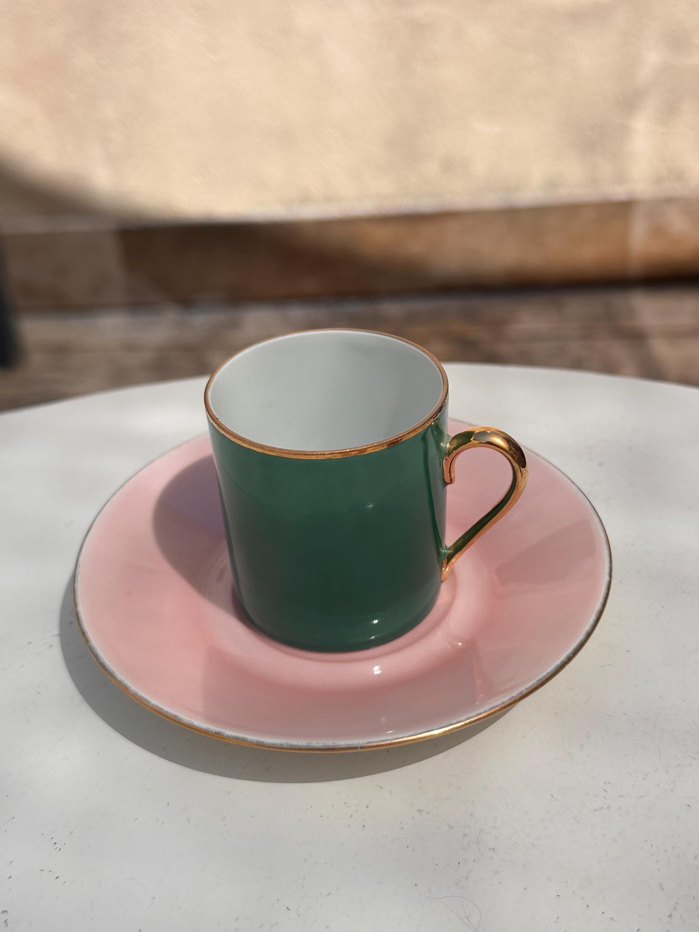 Vintage "Mix and Match" coffee cup set, Sologne porcelain