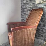 Fauteuil en rotin et osier vintage