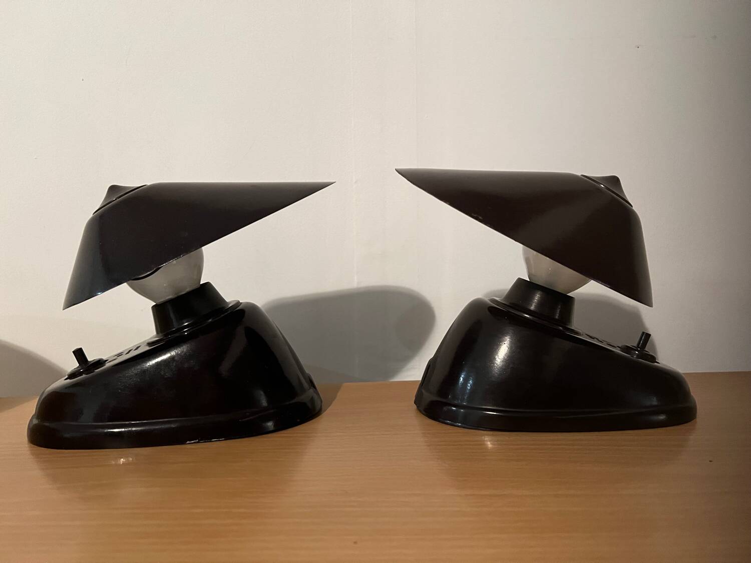 Pair of Bauhaus style Bakelite lamps/wall lights