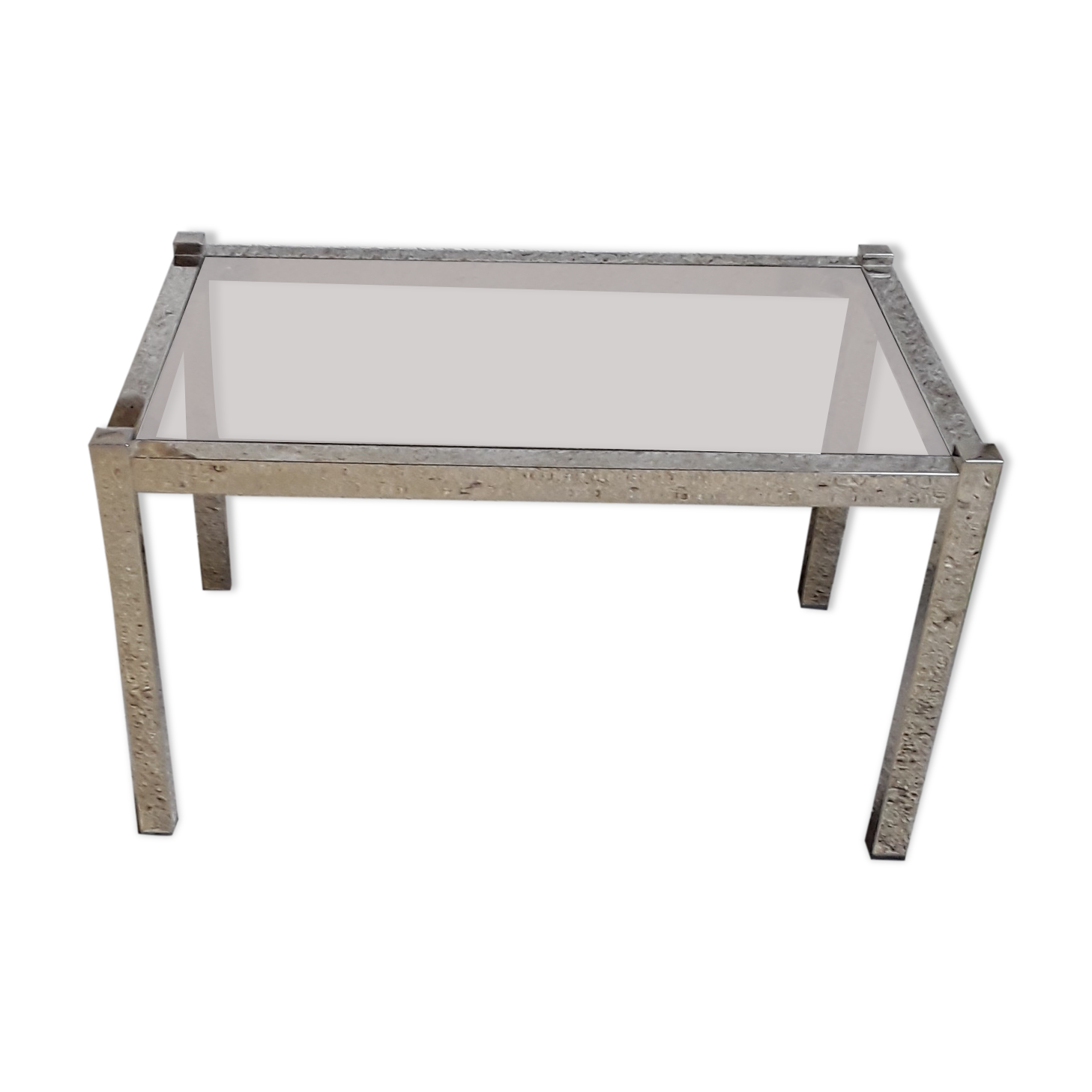 table basse verre et metal