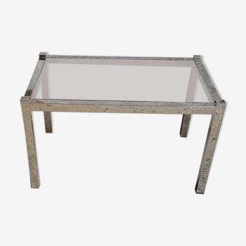 table basse verre et metal