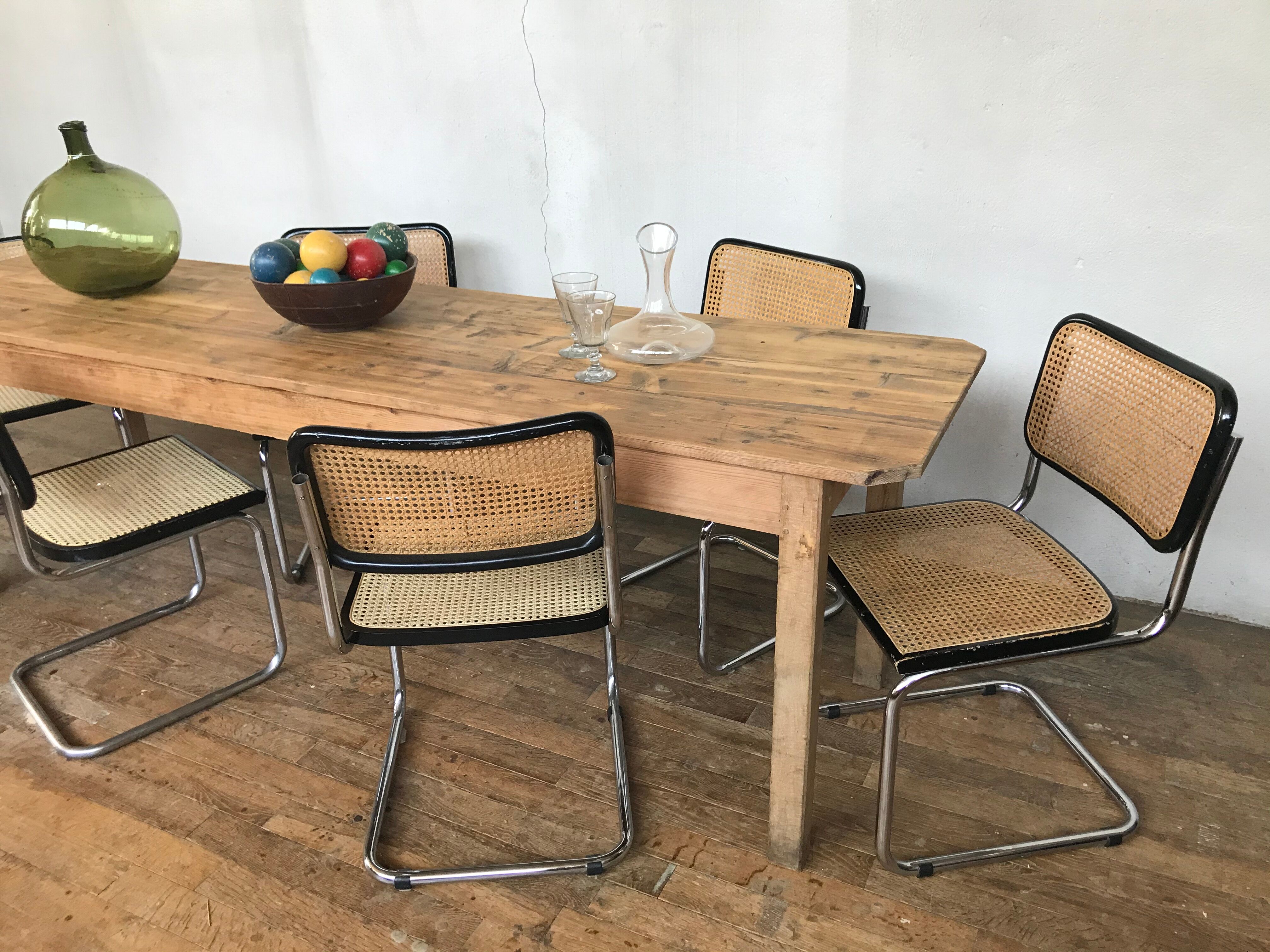Old and large farm table early 20th shabby bistro fir