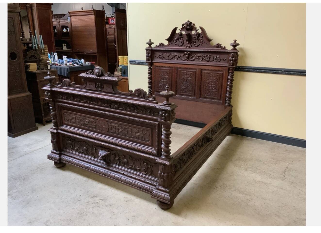 Antique monumental Neo-Renaissance bed
