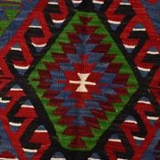 Geometric Blue & Green Vintage Kilim Rug, 154x305Cm