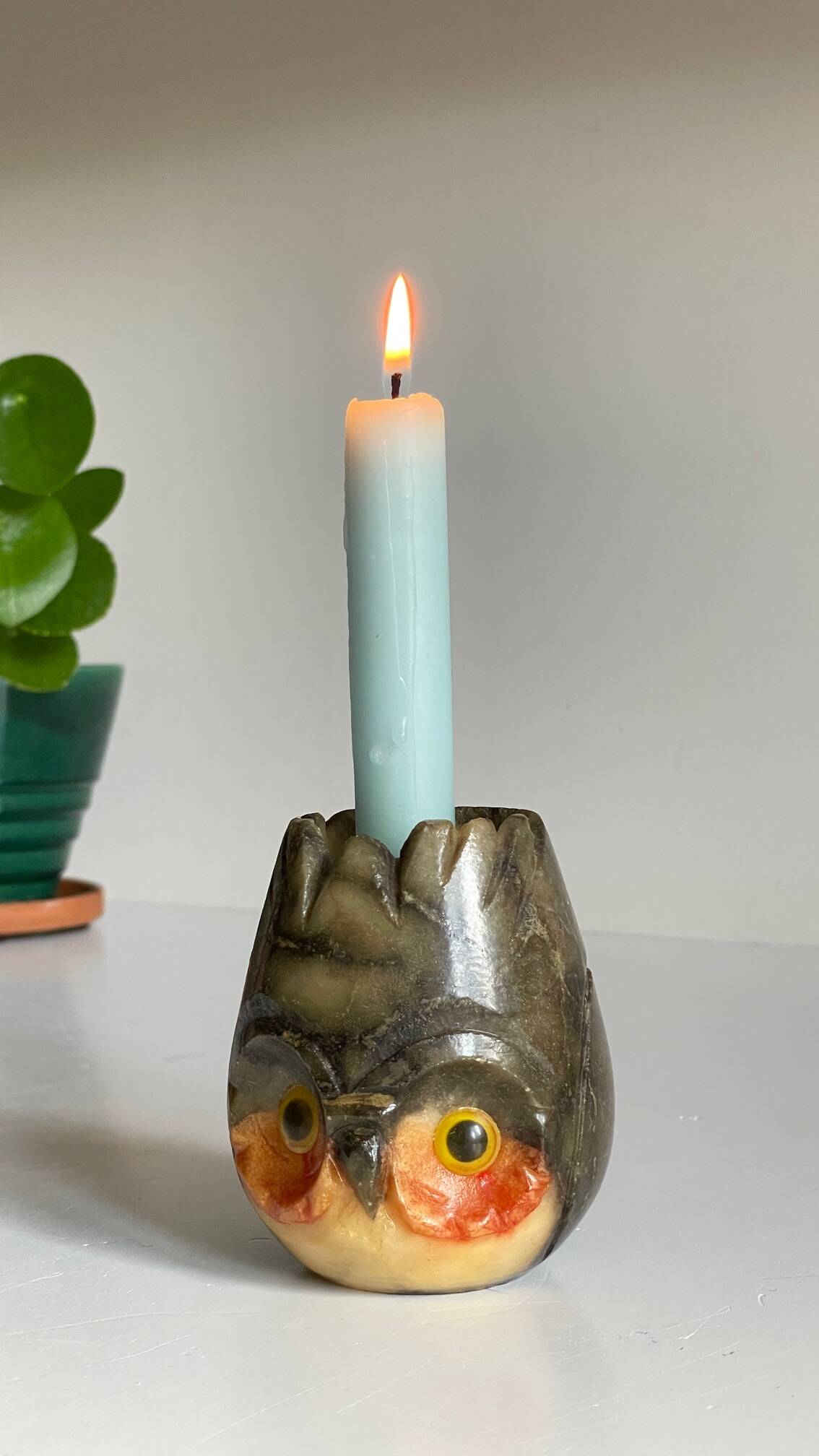 Alabaster stone candle holder made in italy vintage