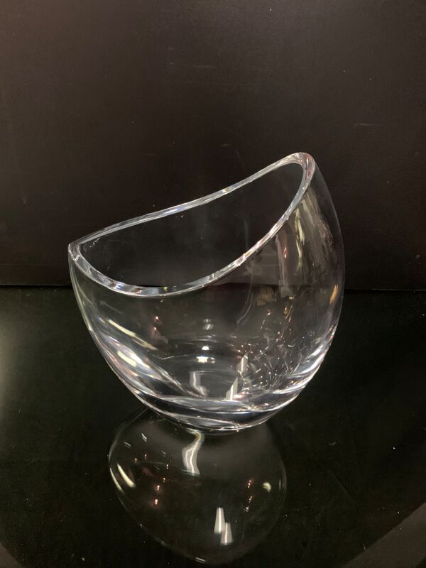 Christofle , vase en verre asymétrique