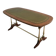 Neoclassical coffee table in wood, brass and leather