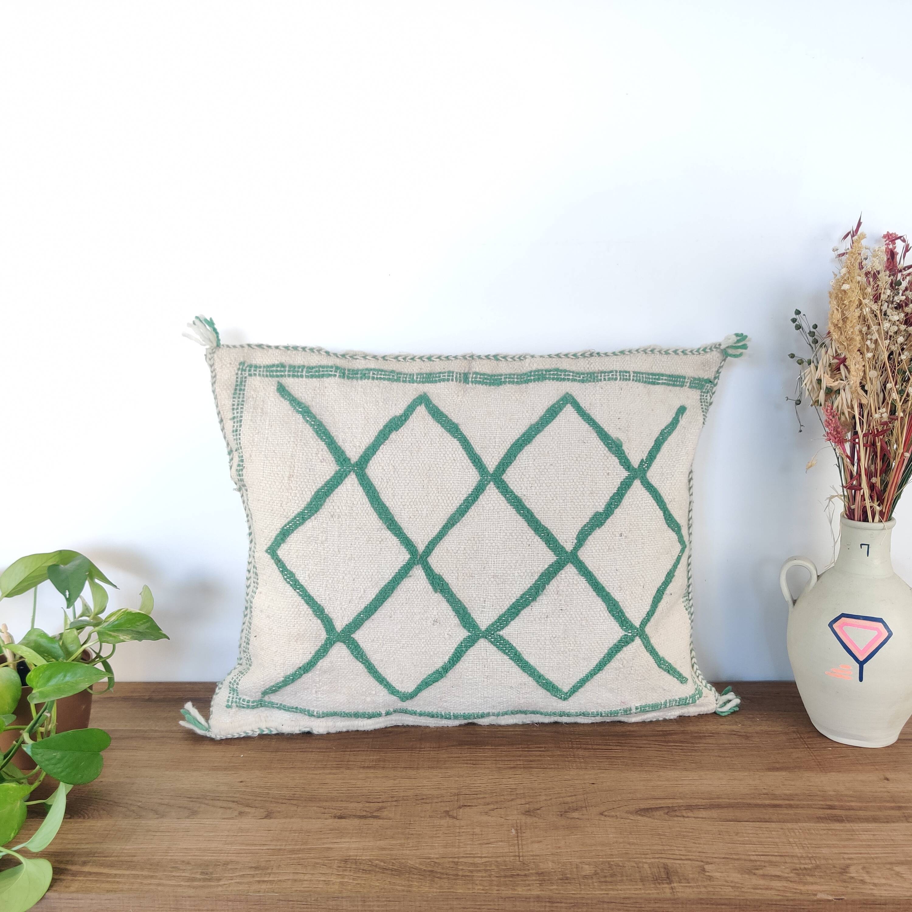 Berber green diamond cushion