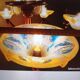Opalescent glass and copper chandelier