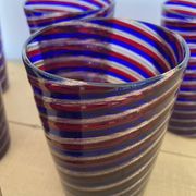 6 verres gobelets d'art Murano spirales tricolores