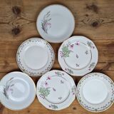 Composition de 6 assiettes plates en porcelaine