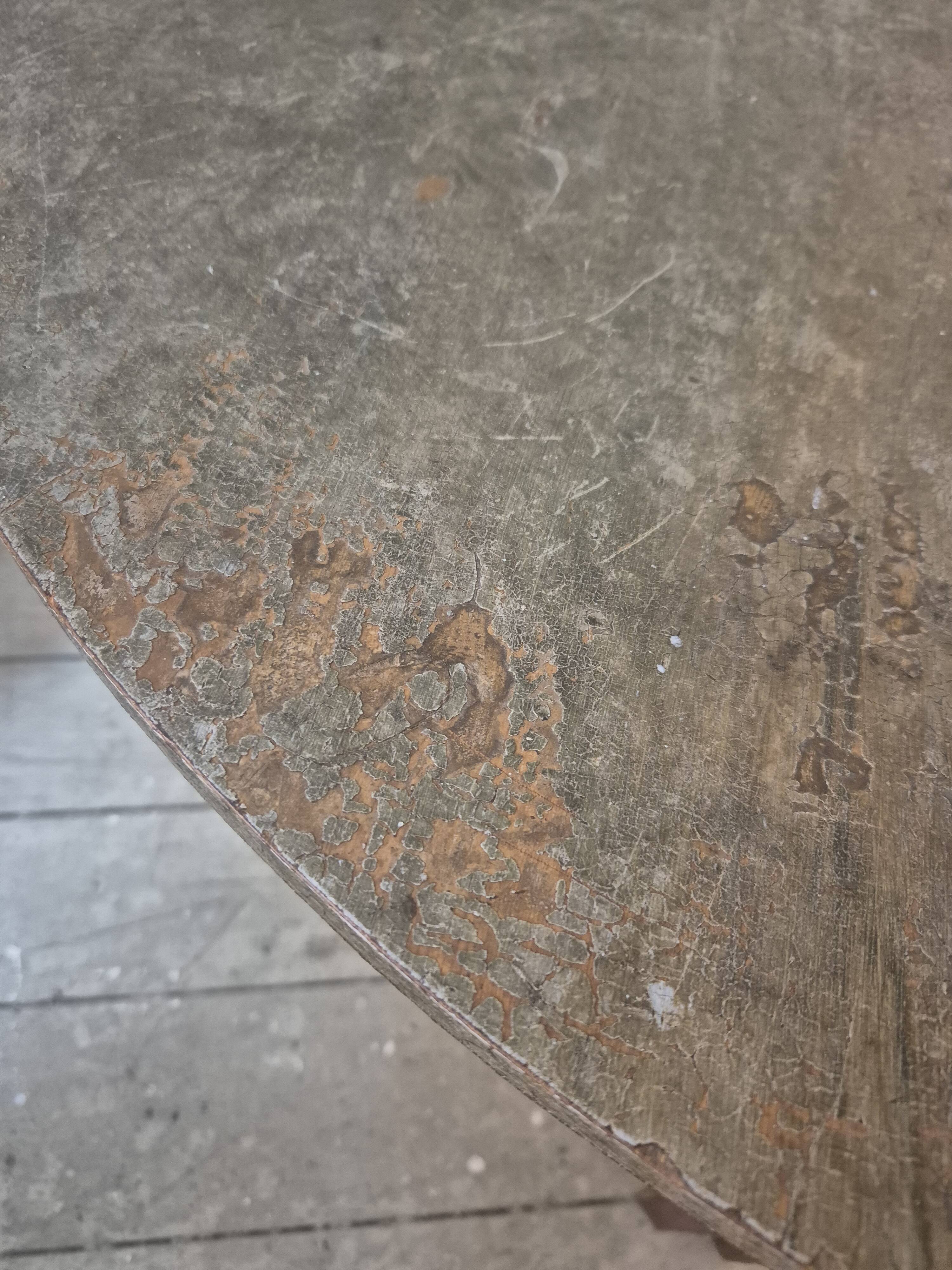 Half-moon tables with original marbled tops, Swedish provincial style Allmoge, 1860s