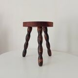 Vintage turned wood tripod stool