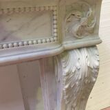 Louis XVI style fireplace in white Carrara marble, 19th century