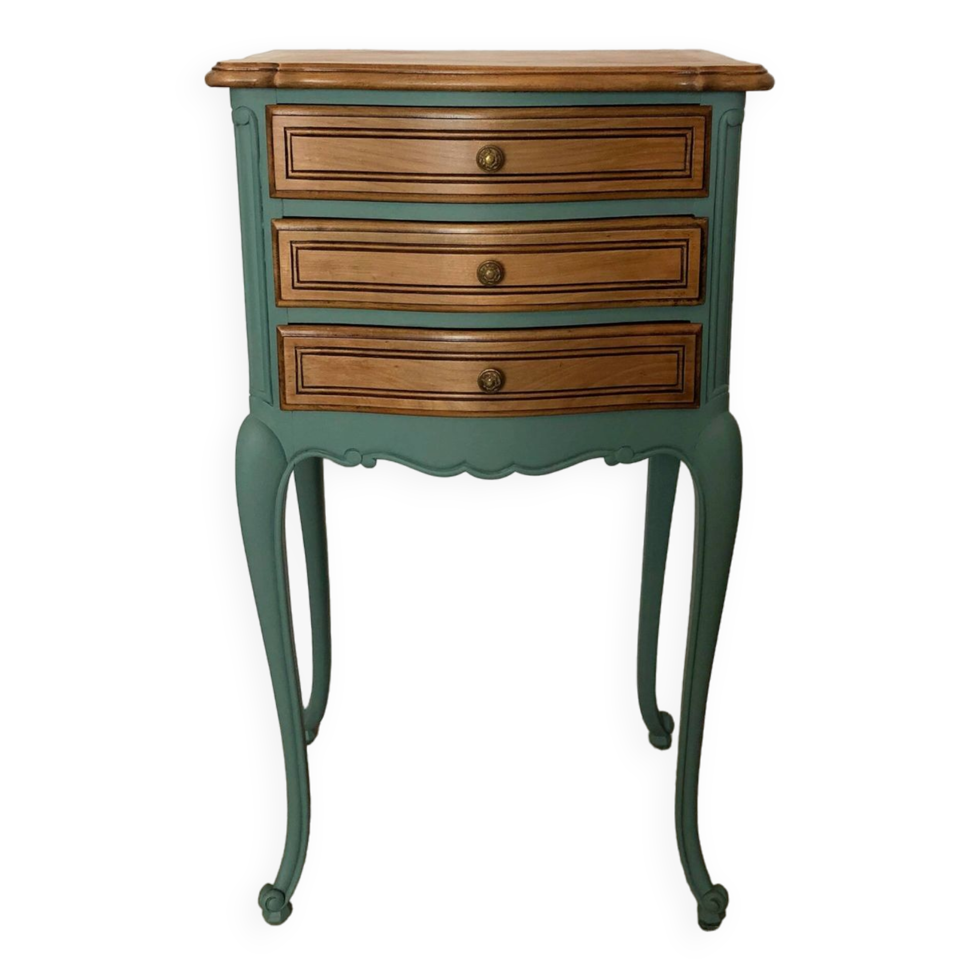 Louis XV style bedside table in celadon green
