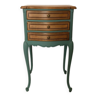 Louis XV style bedside table in celadon green