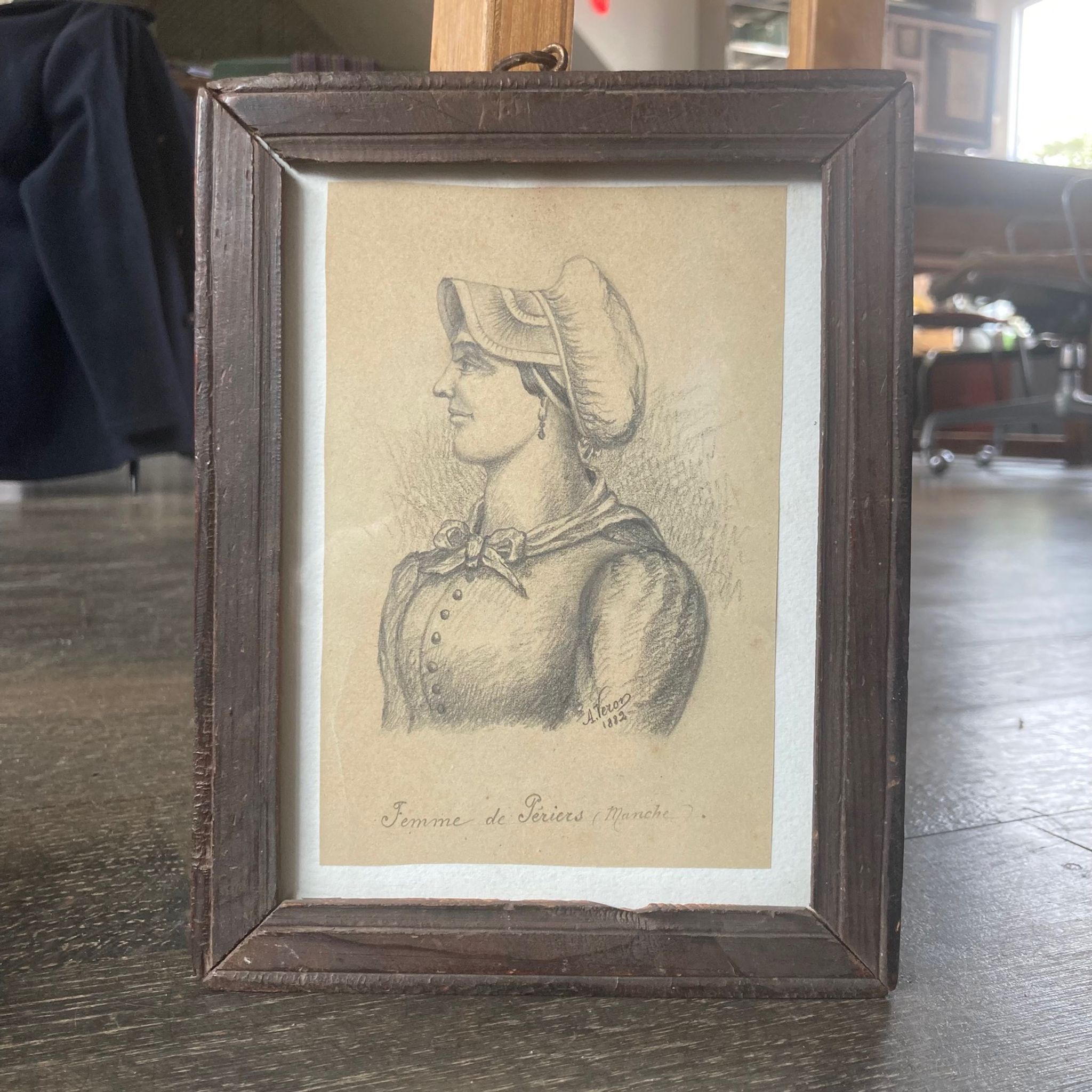 Pencil drawing of a Norman woman by Alexandre René Veron