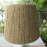 Vintage frosted glass lamp and rope lampshade