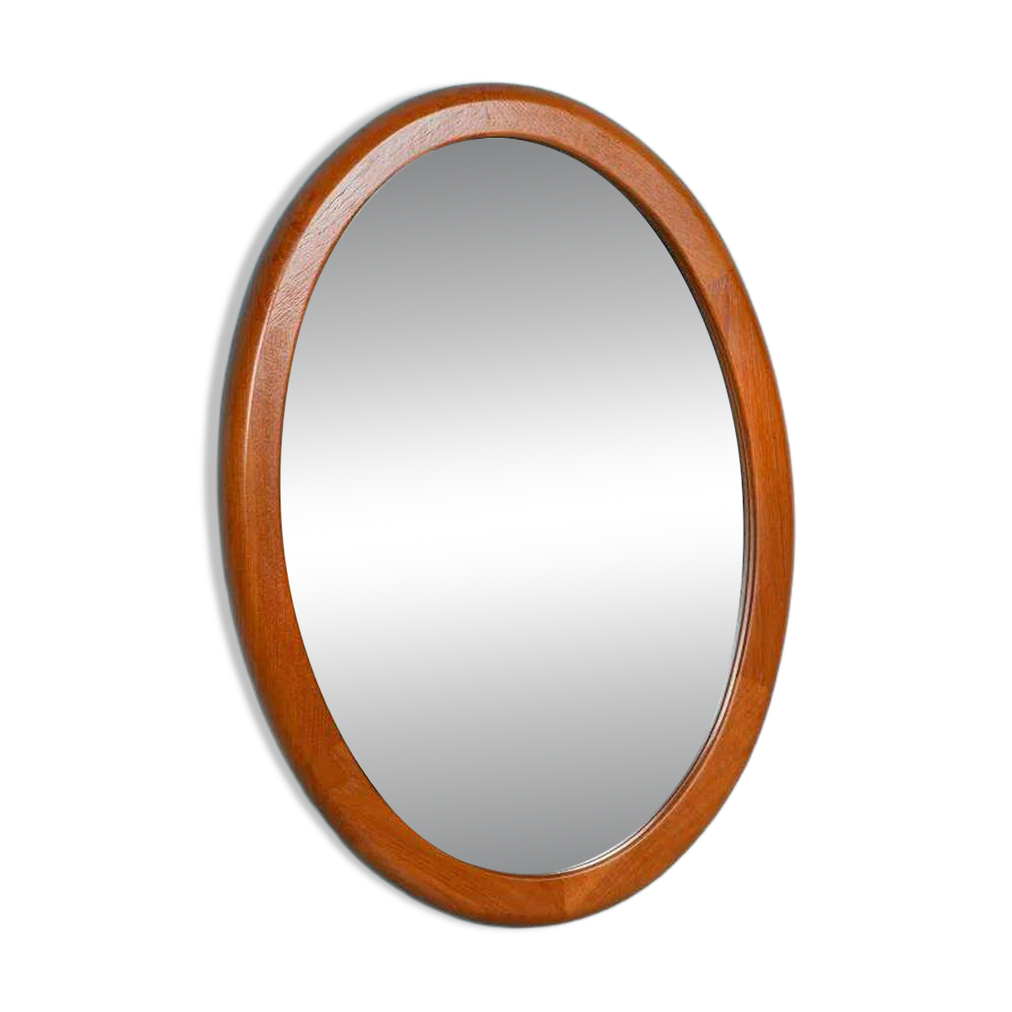 XL oval mirror vintage Danish design in teak by Christensen Silkeborg