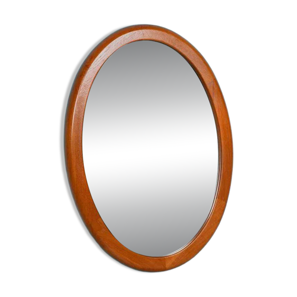 Miroir ovale XL design danois vintage Deens en teck Christensen Silkeborg — Beyit
