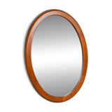XL oval mirror vintage Danish design in teak by Christensen Silkeborg