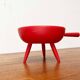 Mid-Century Modern Red Tripod Bowl in Wood from Paavo Asikainen, Finland, 1960s