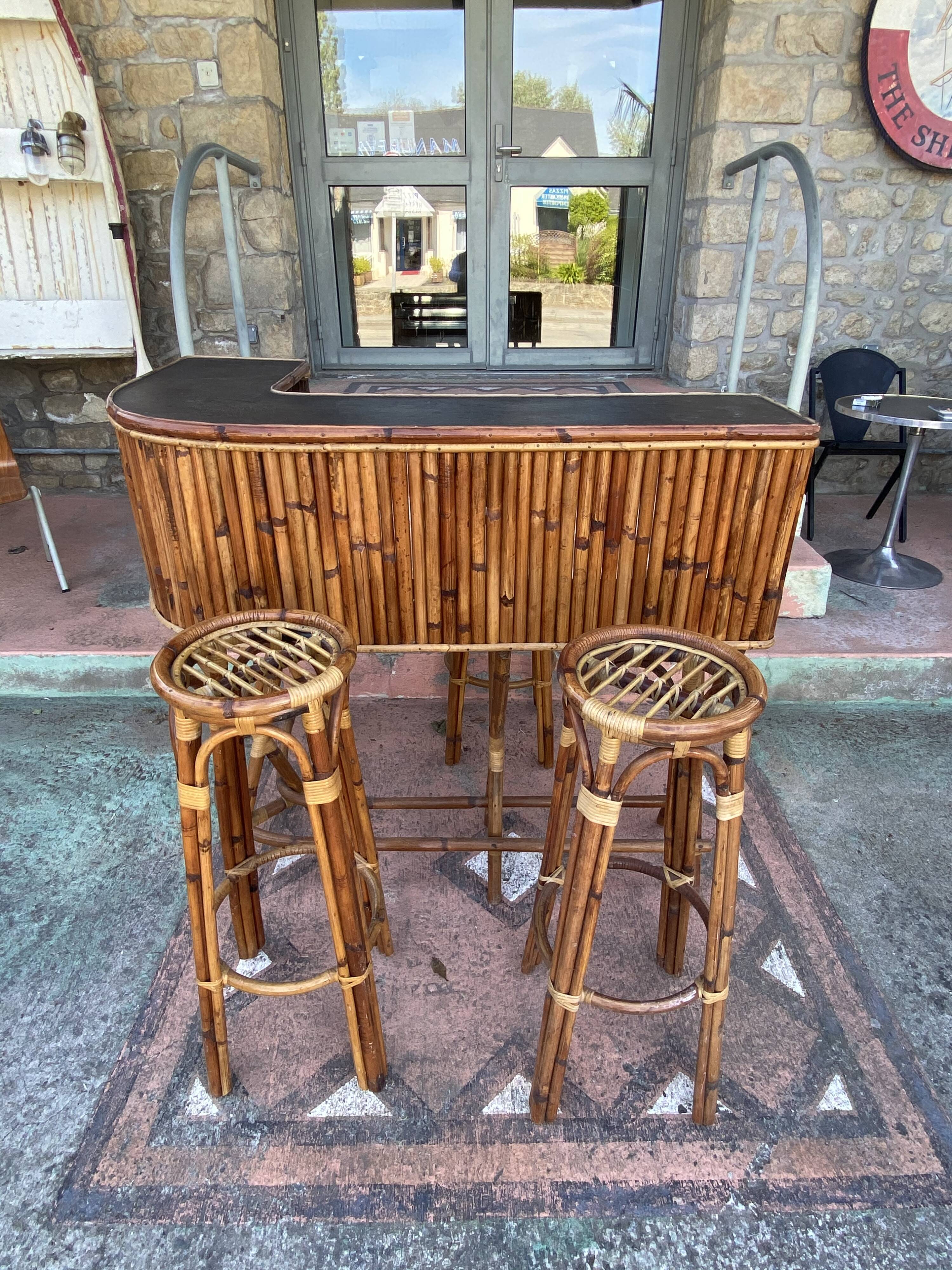 Vintage rattan bar around 1960