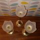 Lot of 3 candlesticks glass paste and brass