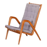 Grey mid century oak armchair by Jan Vanek 1950s Czechia