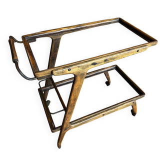 Vintage wooden rolling trolley