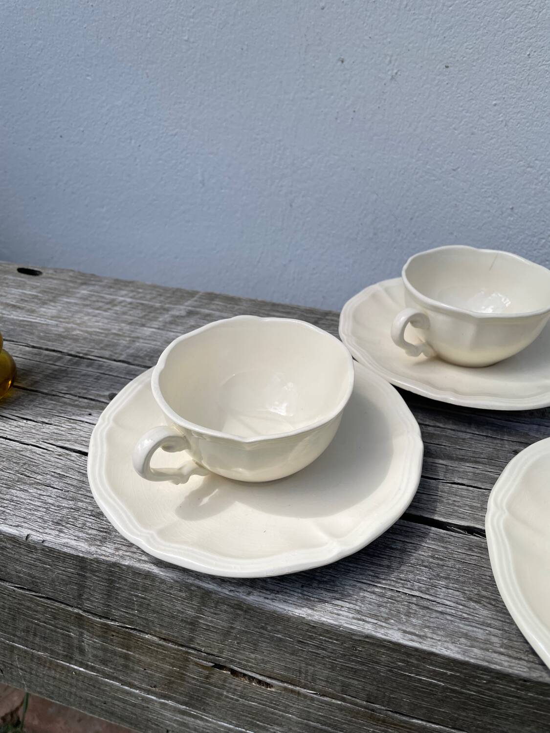 4 tasses beige Sarreguemines unies