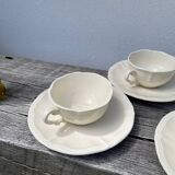 4 beige plain Sarreguemines cups