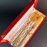 Art Deco Horn & Silver Plated Salad Set – Retro Elegance on the Menu