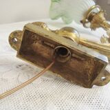 Bronze wall lamp with green tulip