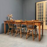 Large oak farmhouse table from France, early 1900s