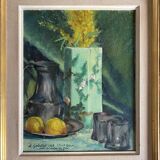 HSP painting "Bouquet of forsythia with lemons" signed A. Gabillet 1942
