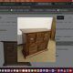 Buffet en bois d'acacia massif 4 portes, 2 tiroirs