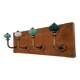 Porte-manteau mural STYLE vintage – patères métal et boutons turquoises