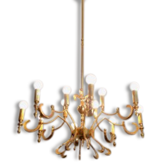Extraordinary Mid Century Regency Style Brass candlestick, Italian Manufacture. candlestick