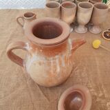 Vintage stoneware 8 mazagrans teapot and milk jug set