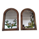 Set of 2 vintage mirrors in light brown wood Art Nouveau style