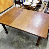 Table antique Anglaise sur roulettes en bois de chêne massif par Joseph Fitter (XIXe siècle)