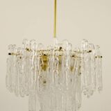 Frosted glass and brass chandelier by Kinkeldey, Germany, 1960s.