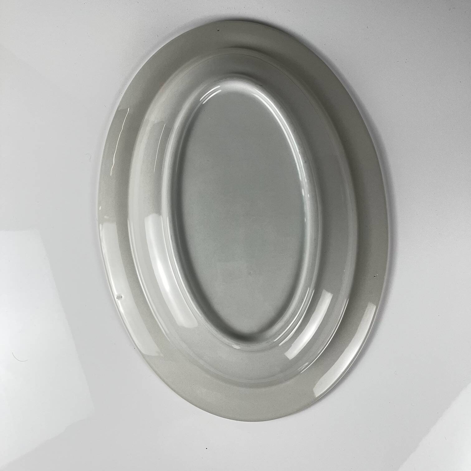 Large white & blue oval dish, bird and flower motif