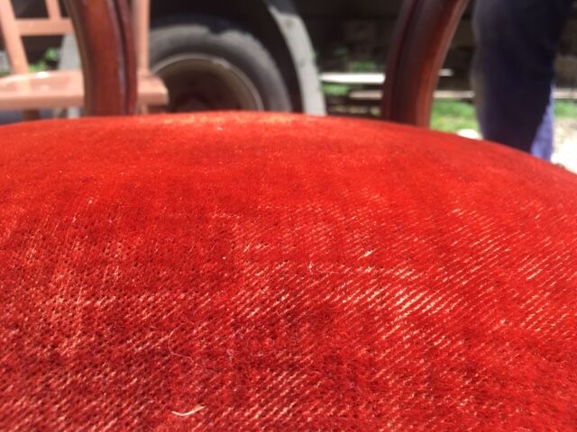 lot of 4 chairs Castle Chippendale, Louis XV late 1800s red velvet